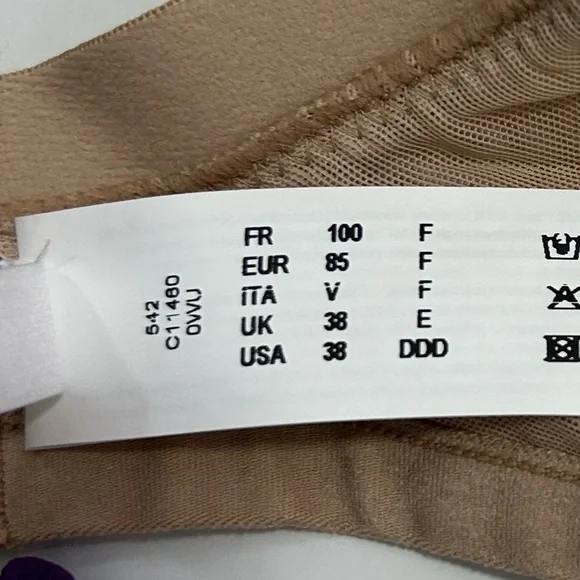 Chantelle Beige Spacer Underwire Bra 38DDD NWT - Picture 5 of 5